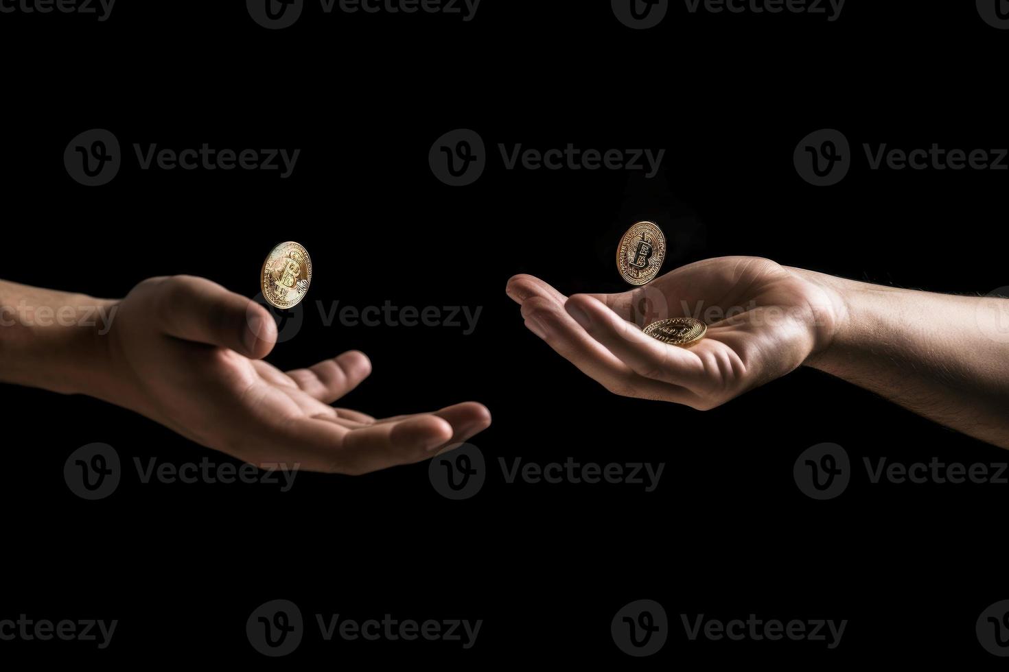 Change bitcoin hands. Generate Ai photo