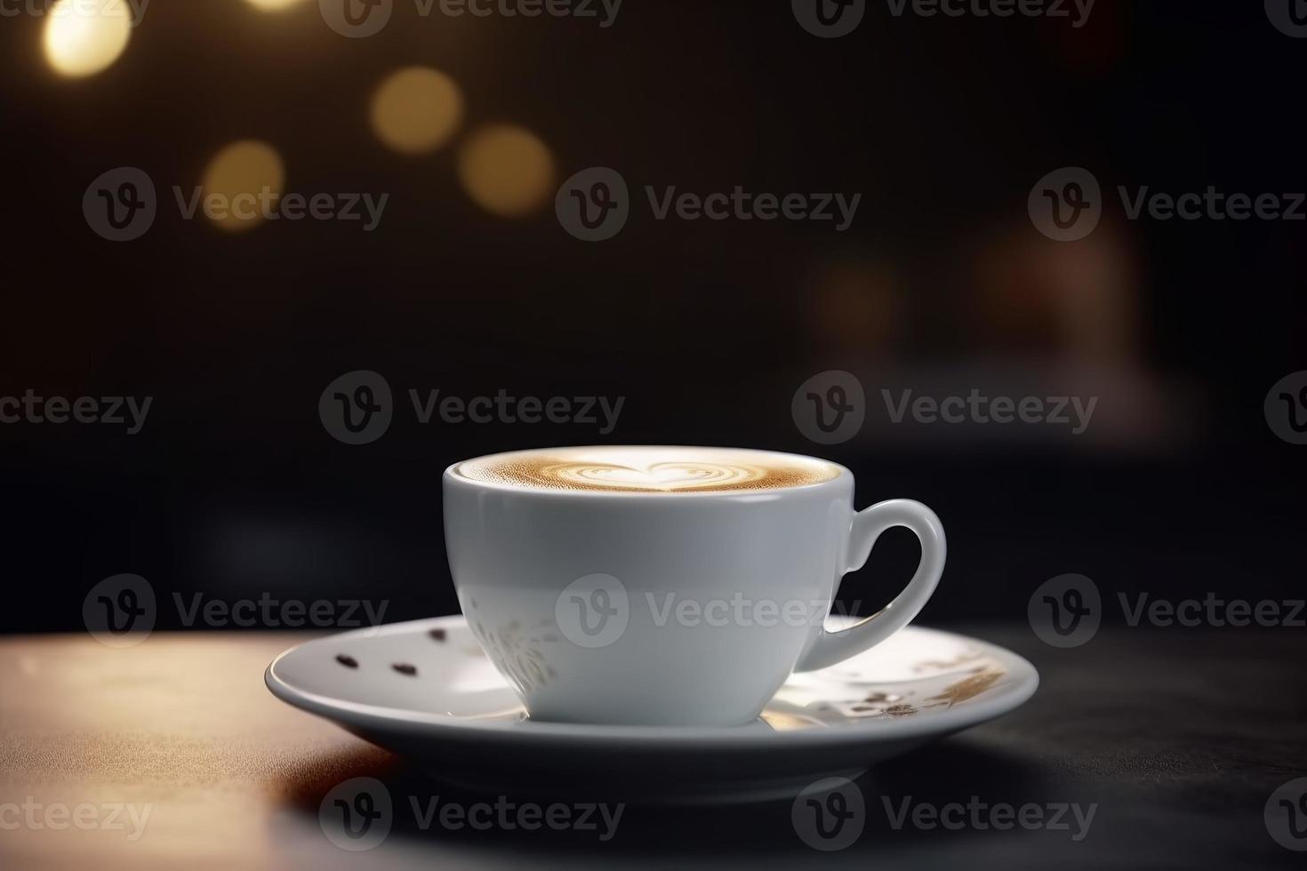Fresh coffee cup with heart. Generate Ai photo