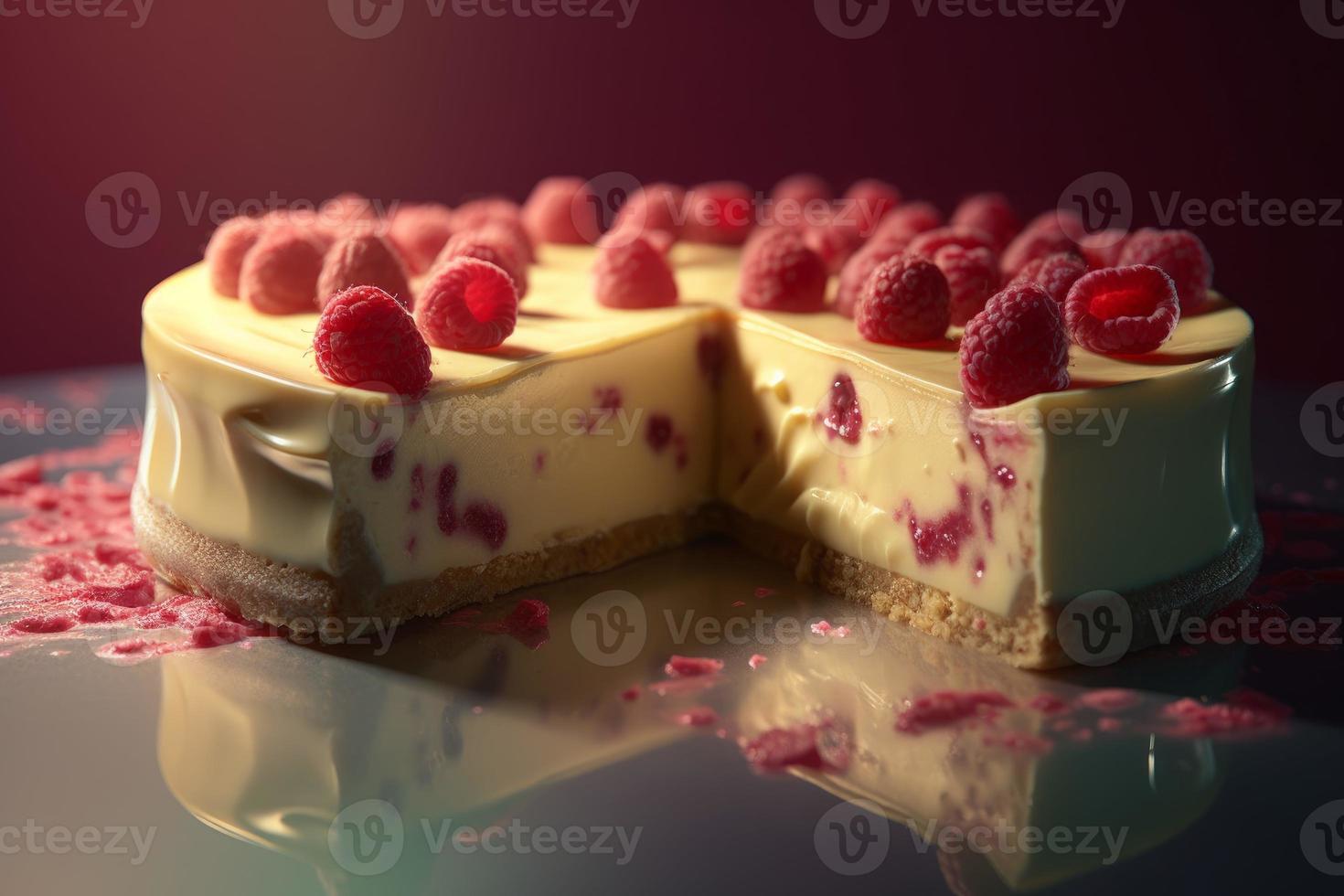 Raspberry cheesecake. Generate Ai photo