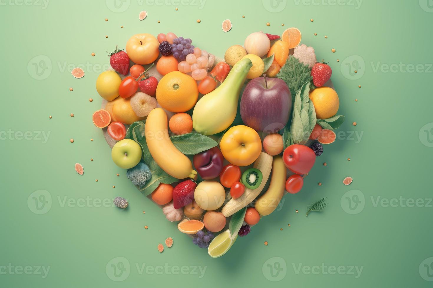 Heart shaped fruit. Generate Ai photo