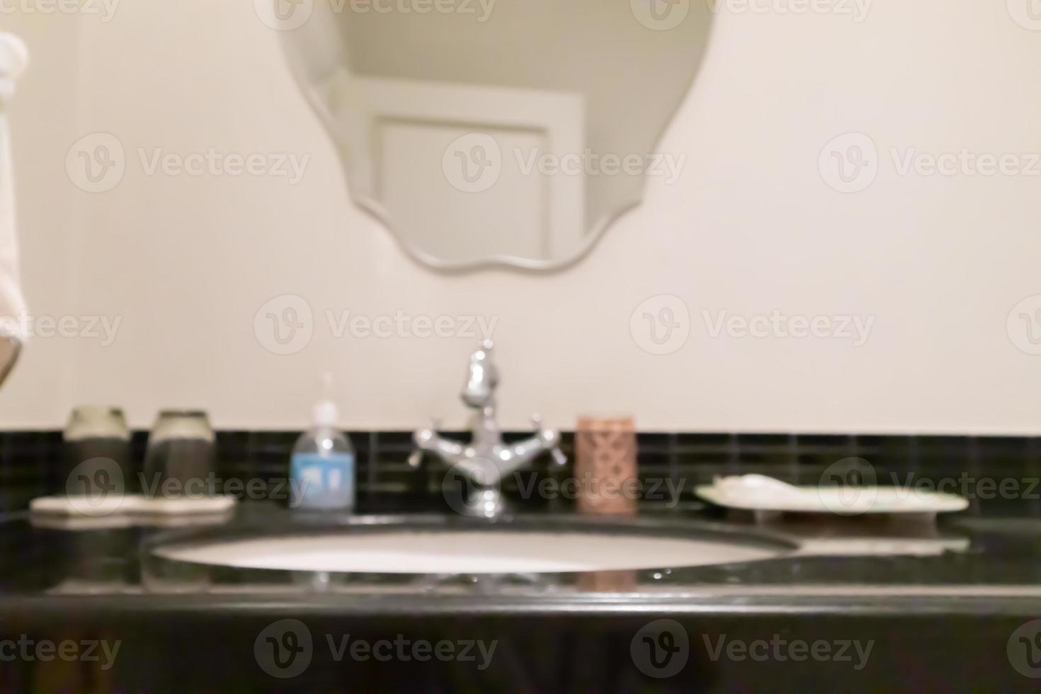 Abstract blur white sink and faucet bathroom interior background photo