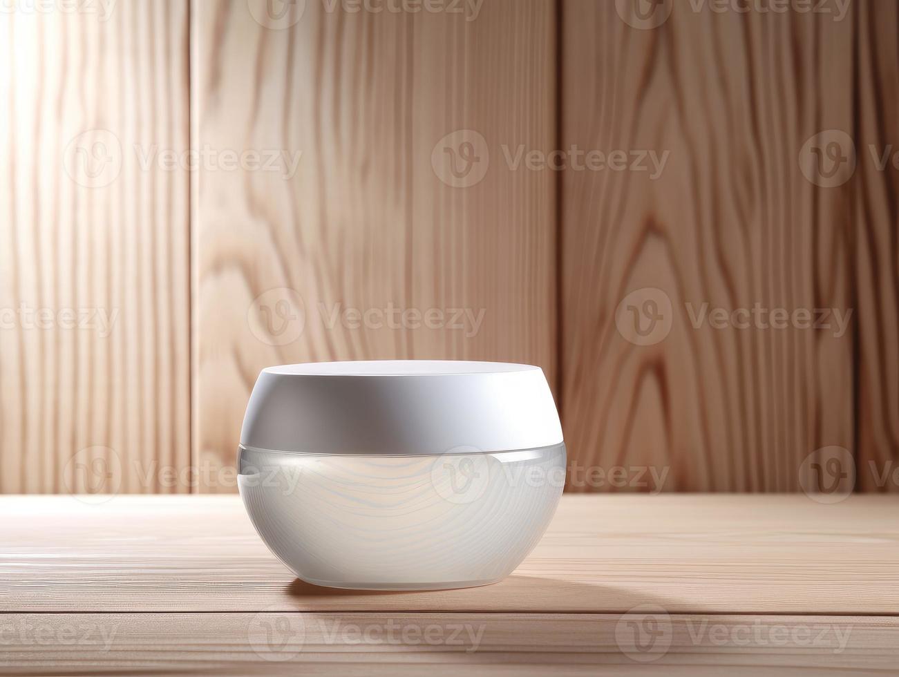 Cosmetic jar on table. Generate Ai photo