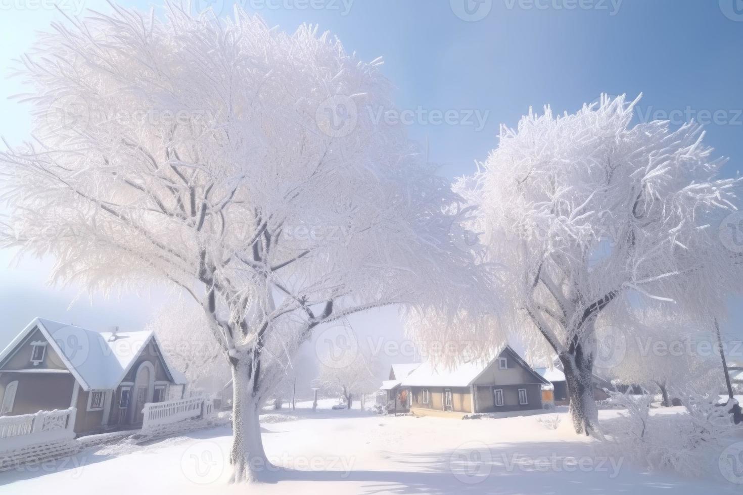 Winter village. Generate Ai photo