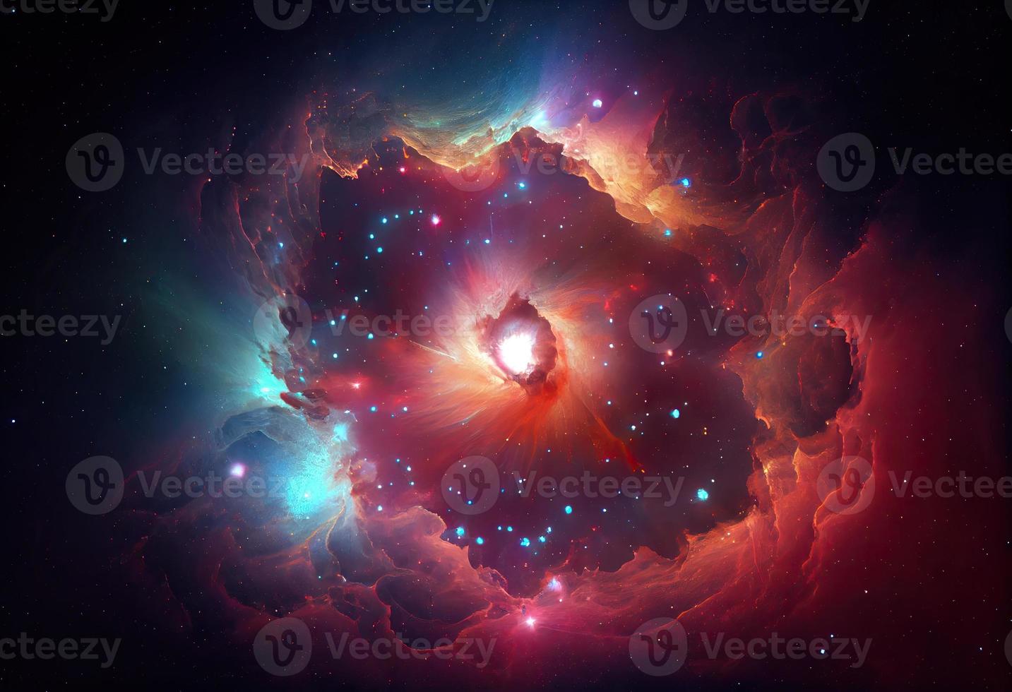 Creative abstract Particles background. Space nebula start burst. Generate Ai. photo