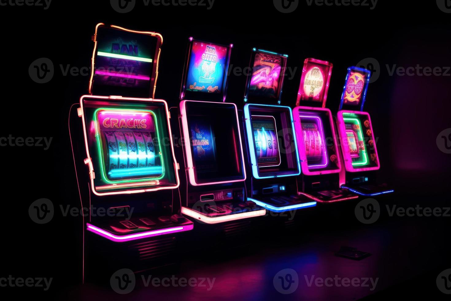 Casino interior slot machine. Generate Ai photo