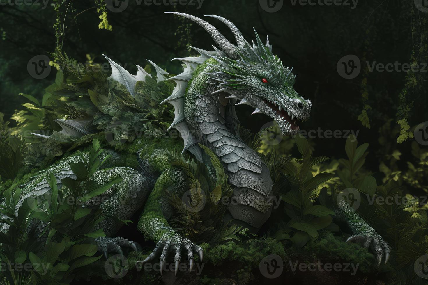 Green dragon magic. Generate Ai photo