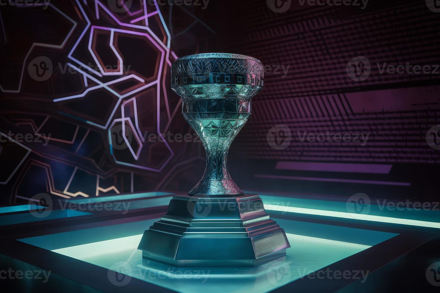 campeón tecnología trofeo. generar ai foto