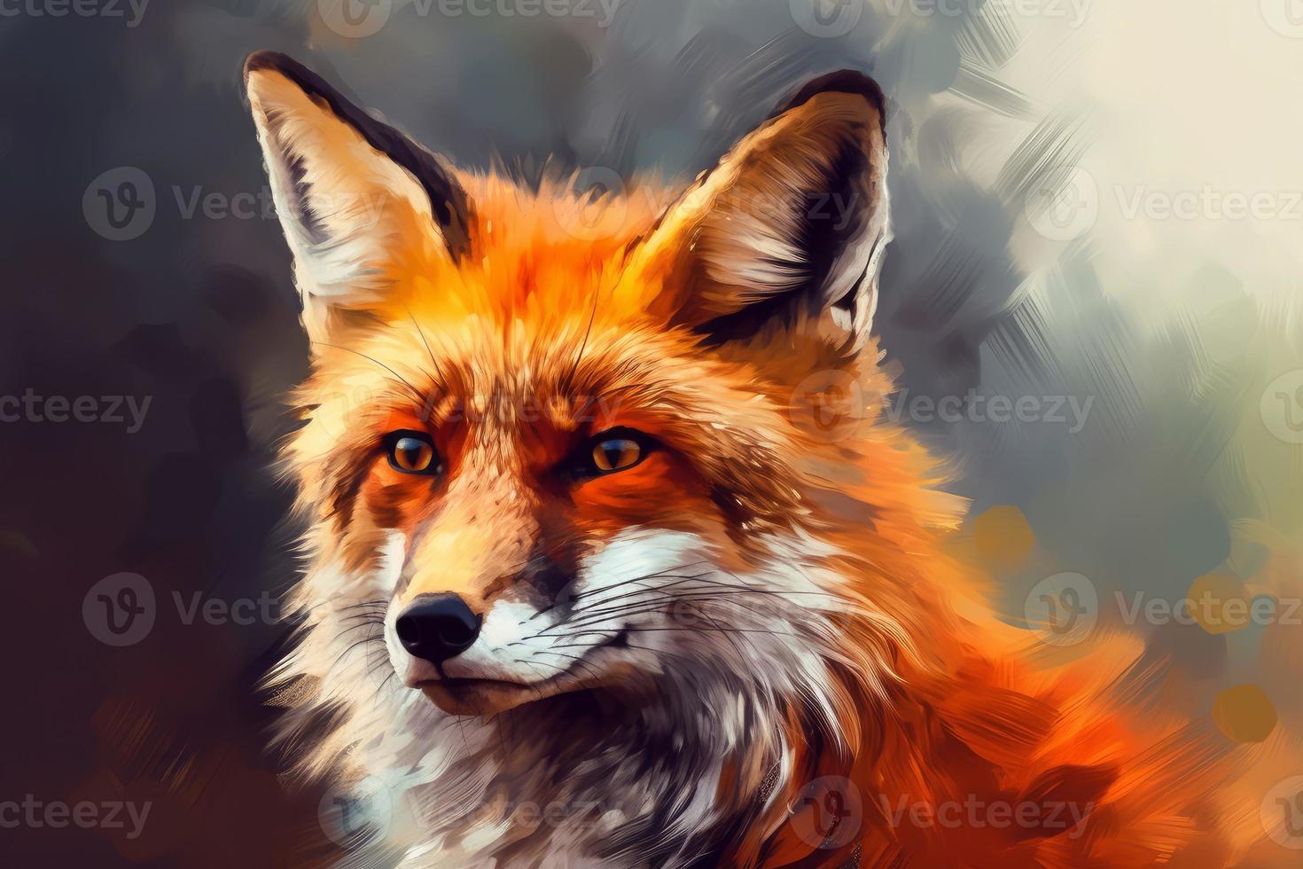 Fox closeup digital art. Generate Ai photo