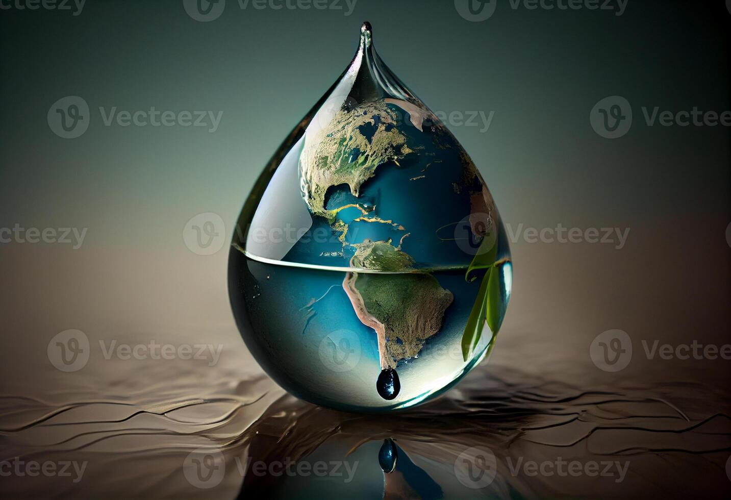 Water drop with earth for World Water Day . Generate Ai. photo