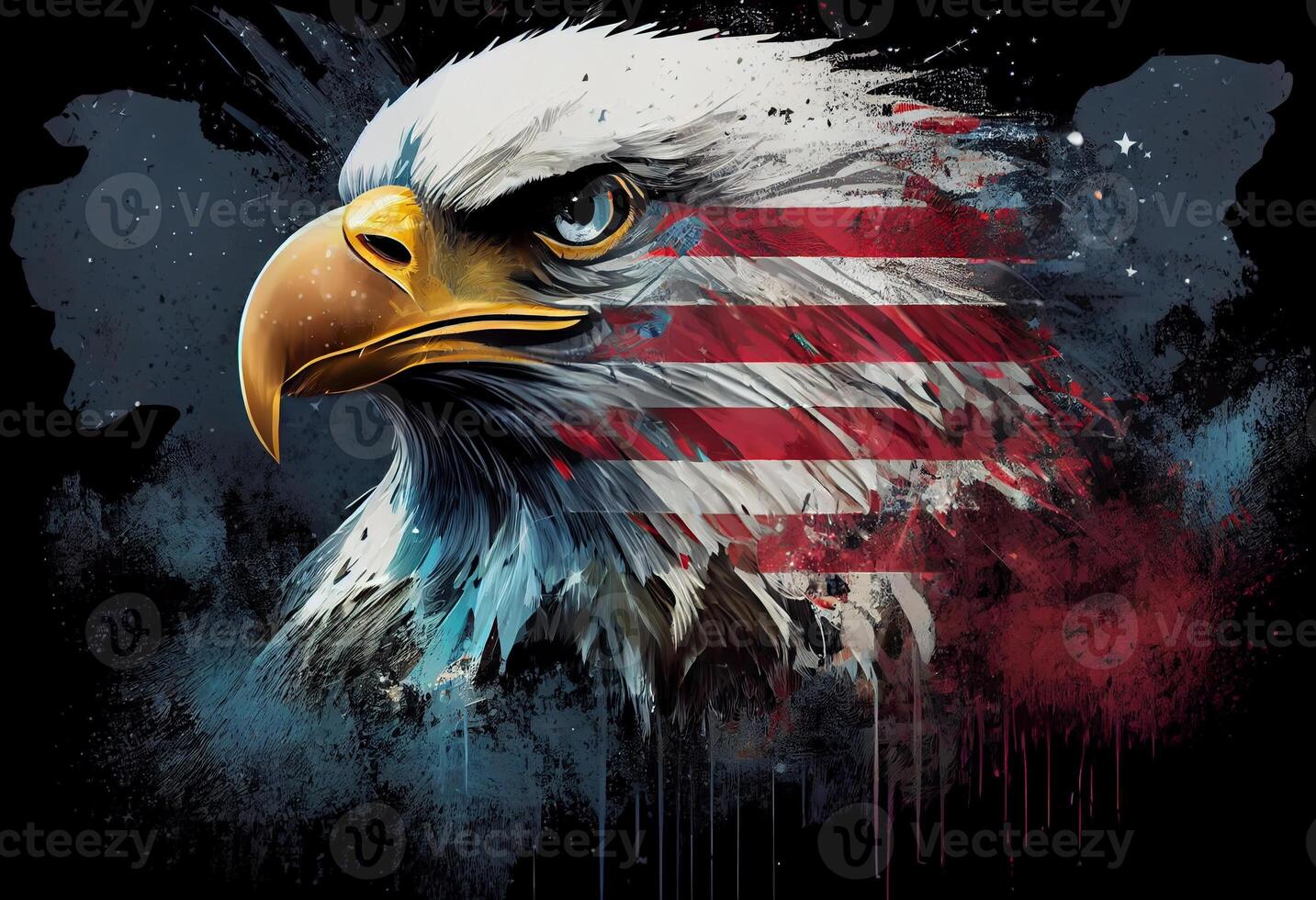 usa american flag creative patriotic background with bald eagle. Generate Ai. photo