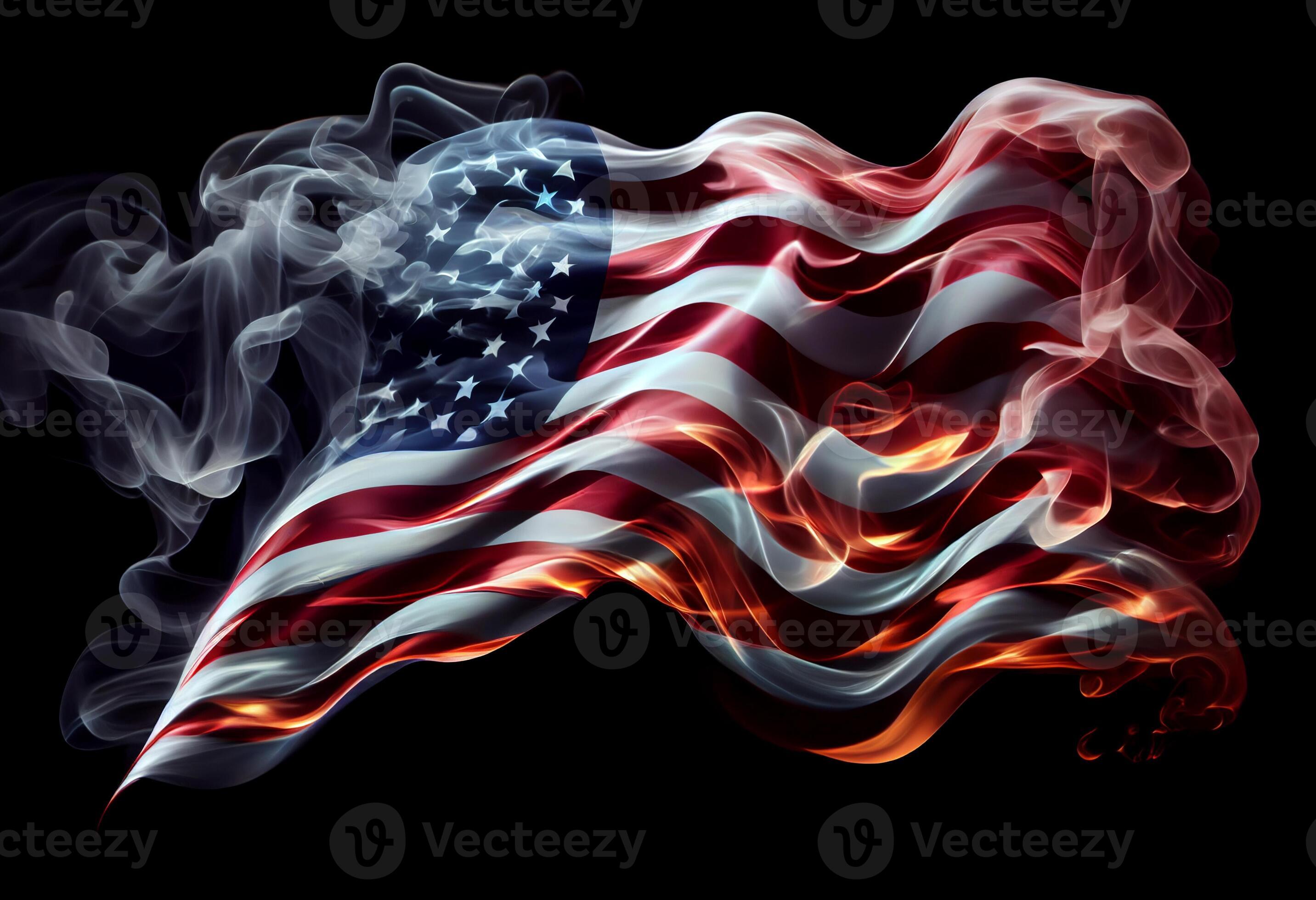 USA wavy flag made of smoke high quality image. Generate Ai. 22645510