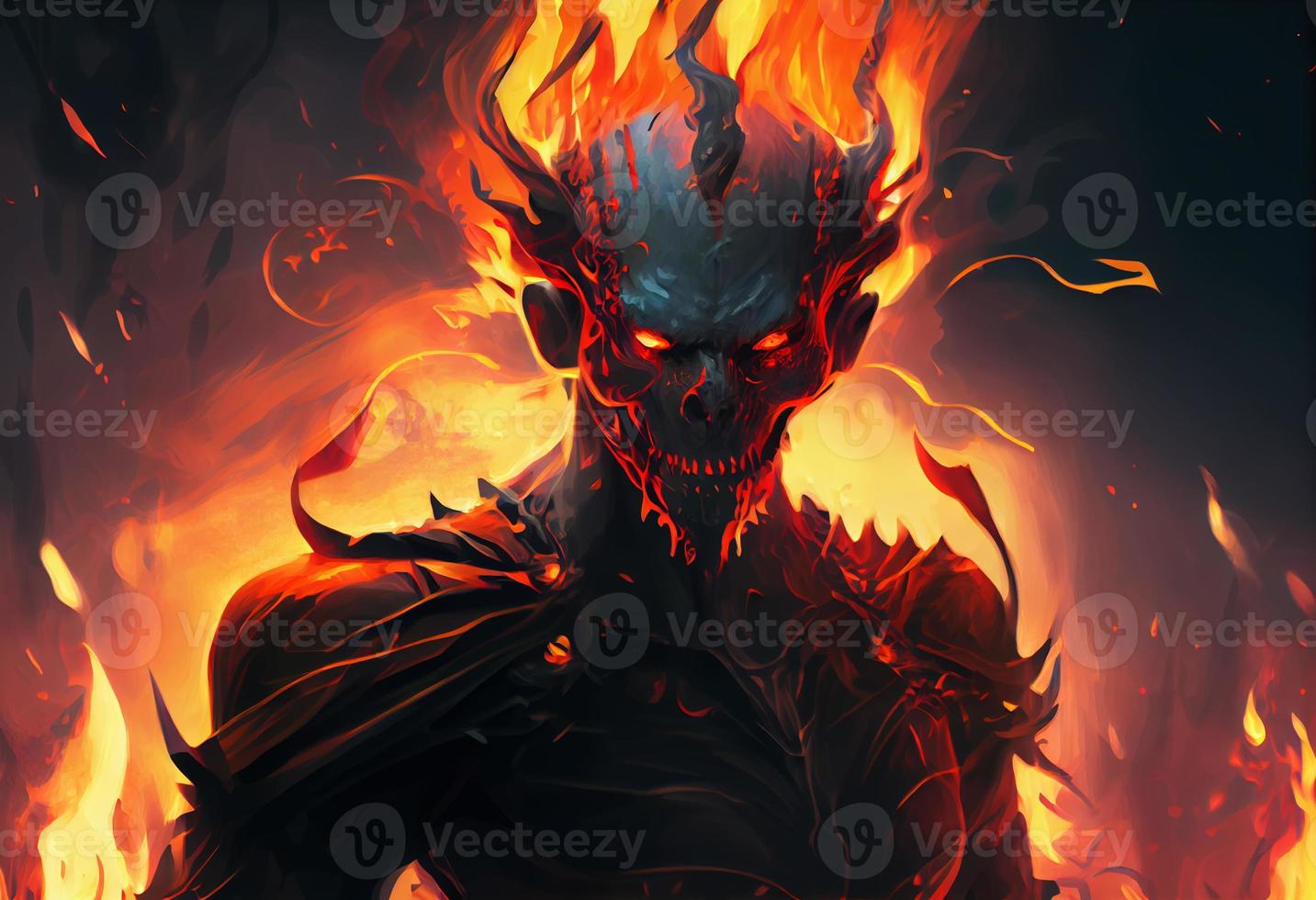 ilustración pintura de horror personaje de demonio esqueleto. generar ai. foto