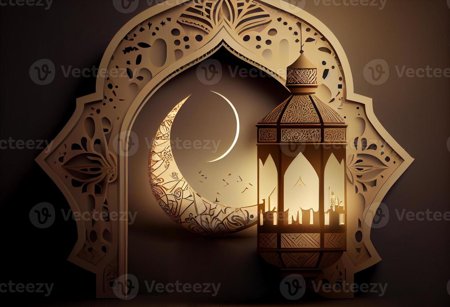 Islamic greeting Eid Mubarak cards for Muslim Holiday. Generate Ai. photo