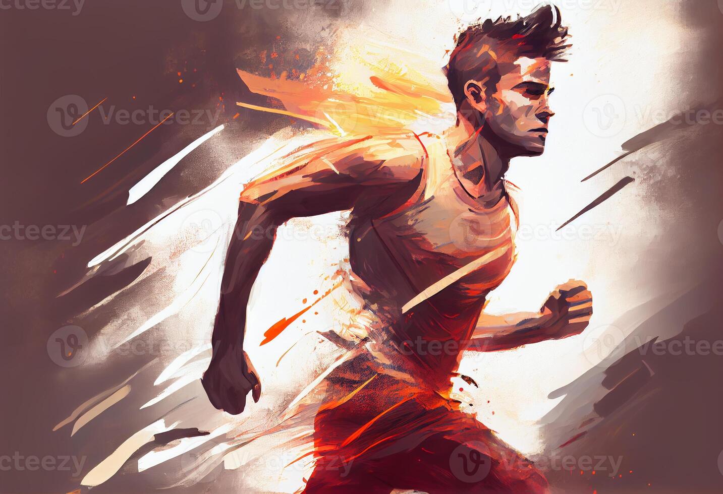 illustrations Painting of man running with motion effect Concept Art