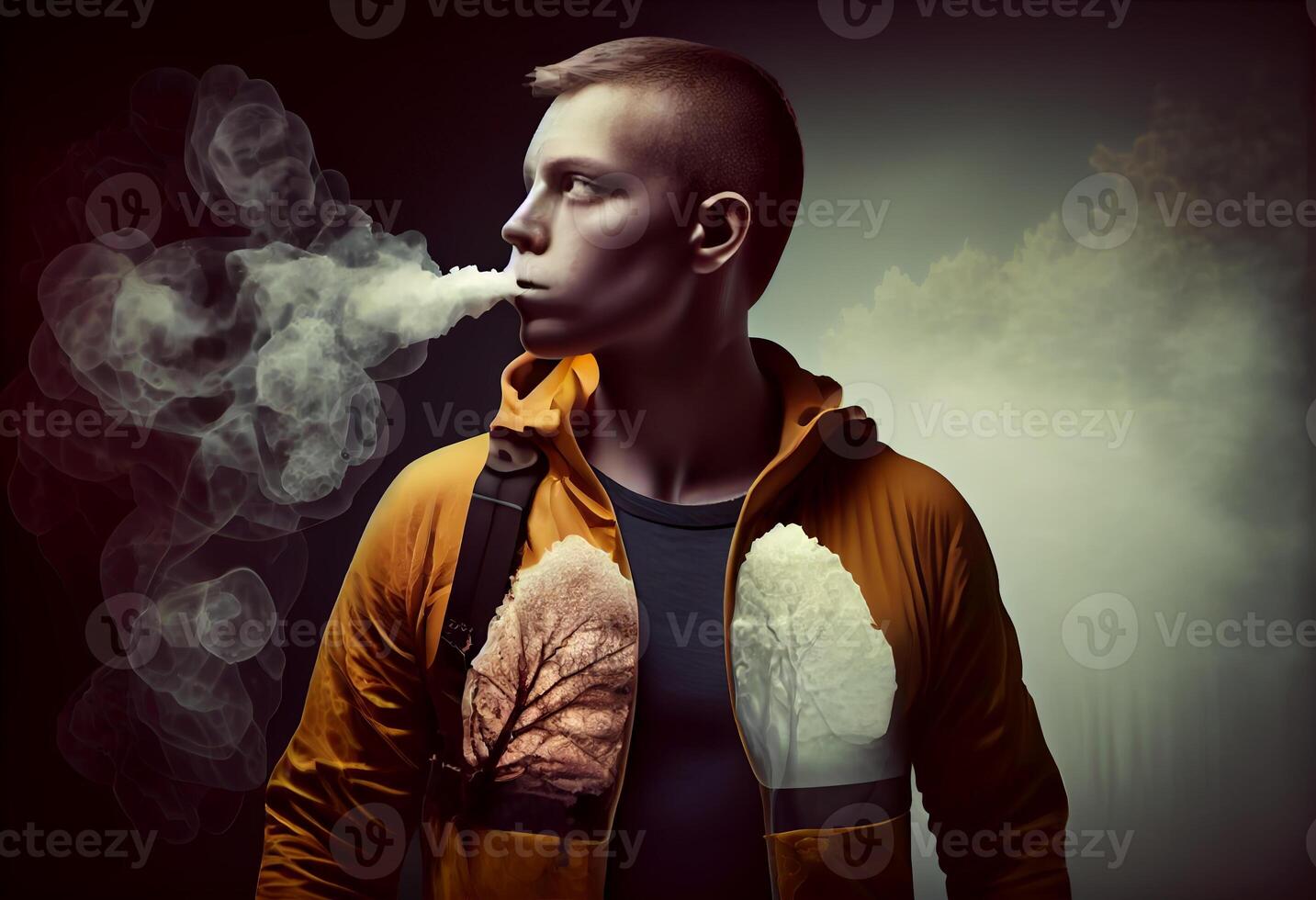 Lung disease frome smoking , air pollution. Generate Ai. photo