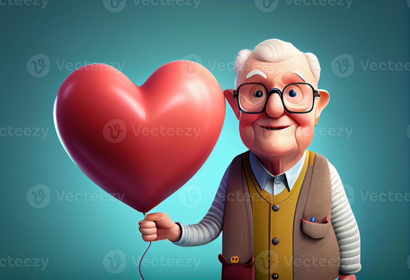 Grandparent hold heart balloon with smiling. Generate Ai. 22645711
