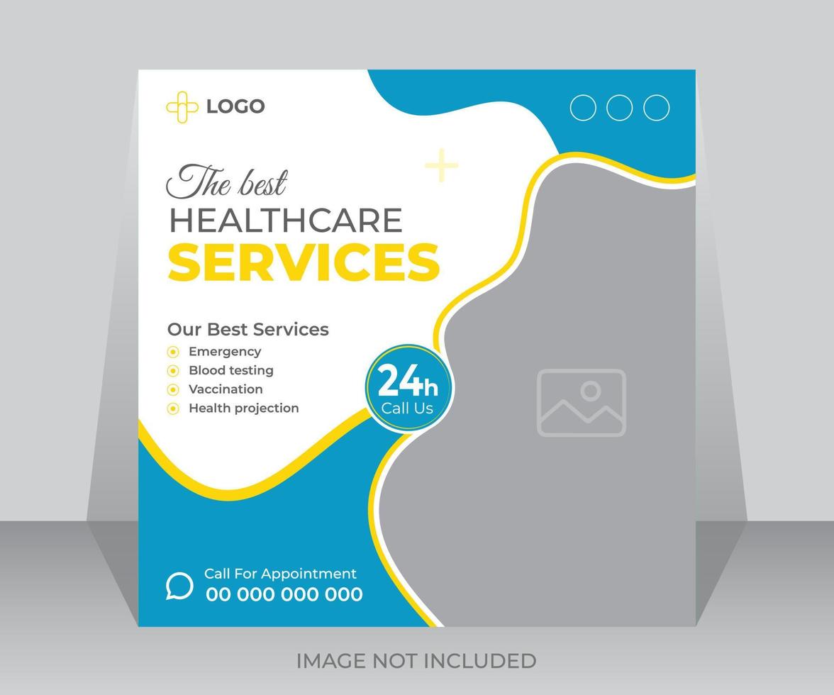 Medical social media post design template or web ads flyer vector layout