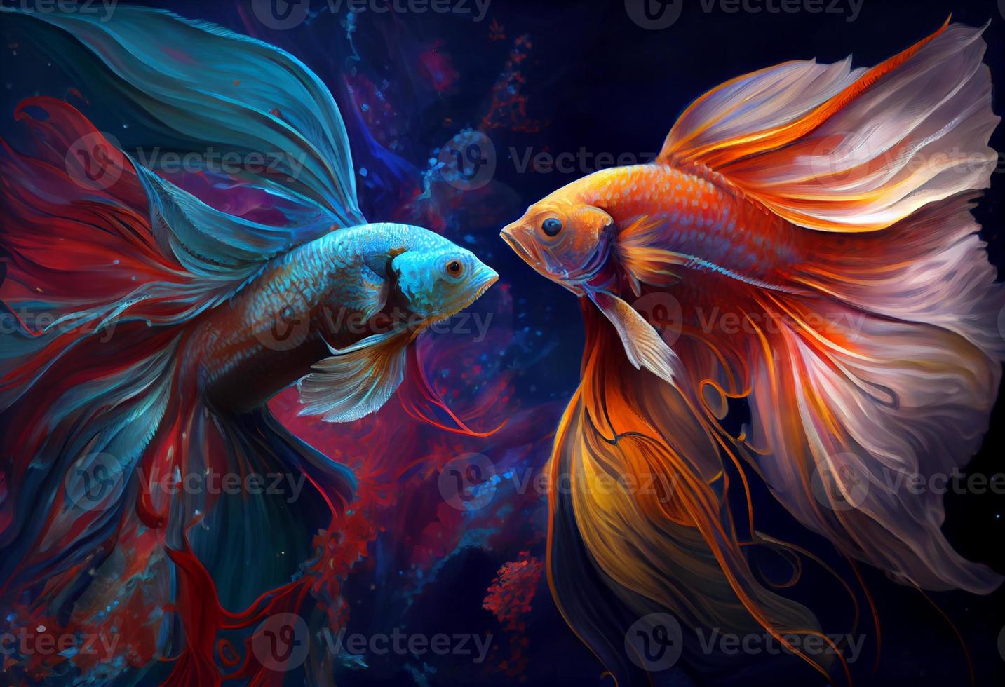 Beauty fantasy fighting fish art . Generate Ai. photo