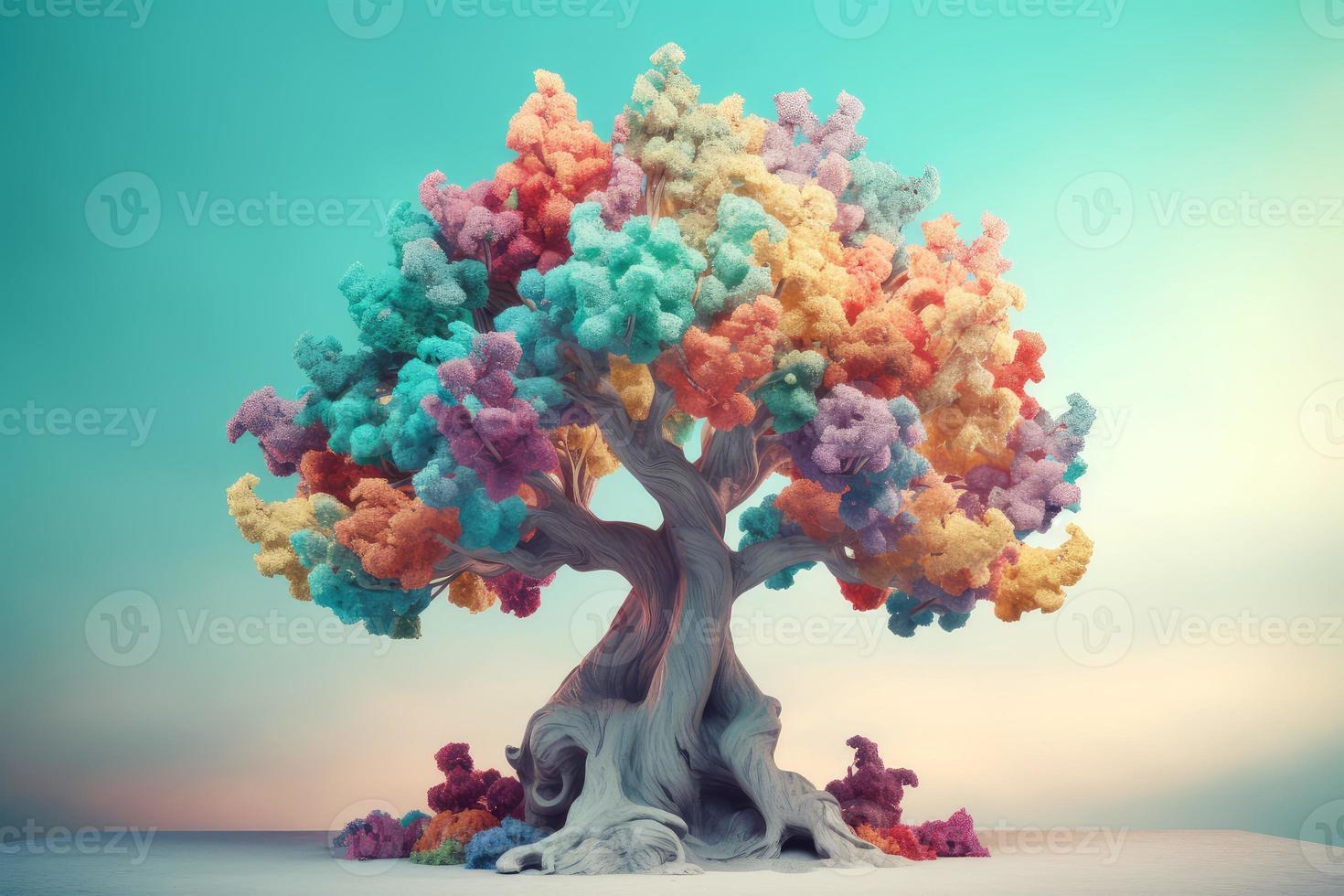 Unreal fantastic tree. Generate Ai photo