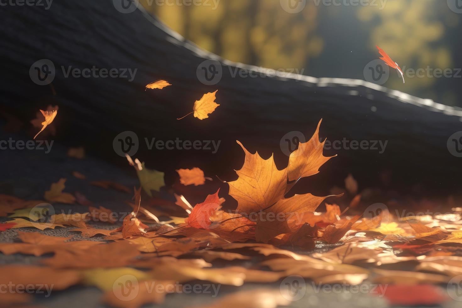 Autumn leafs under tree. Generate Ai photo