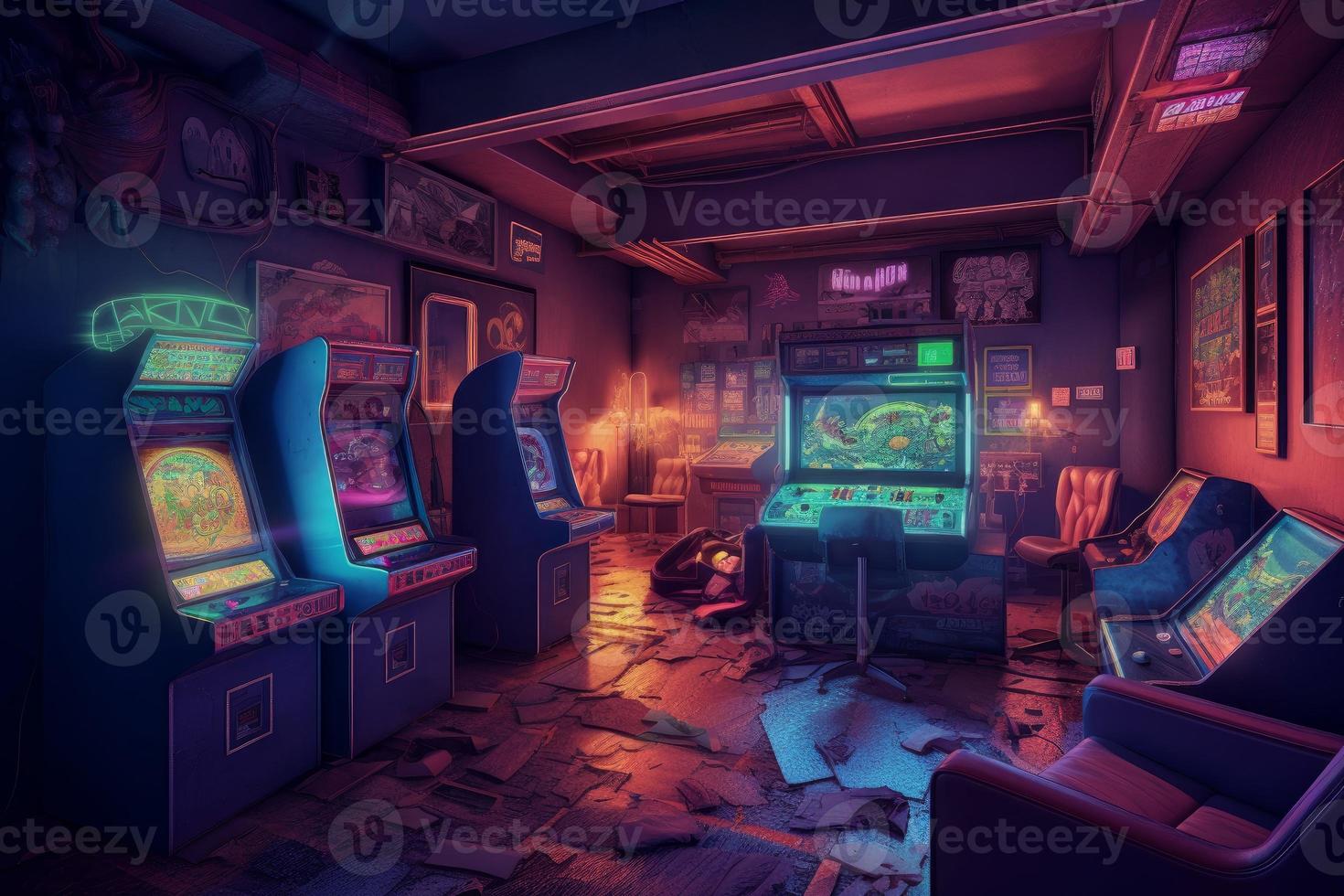 Arcade retro cyberpunk. Generate Ai photo