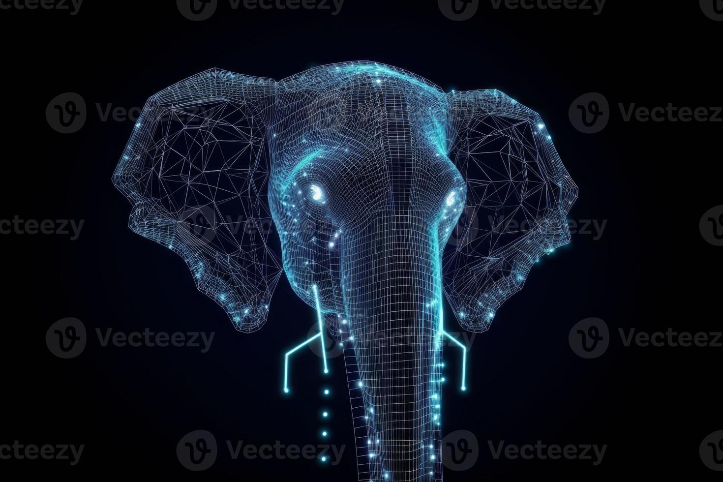 Ai elephant head. Generate Ai photo