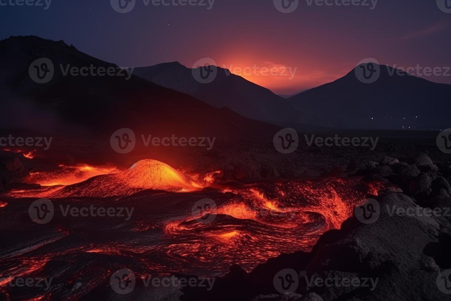 Volcano landscape. Generate Ai photo