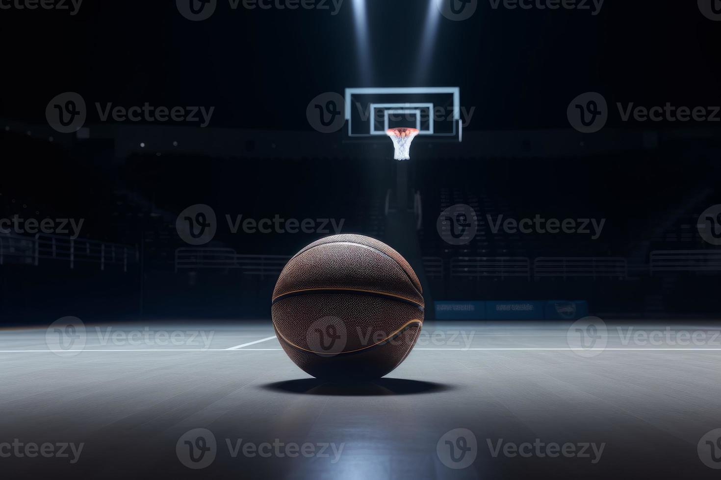 Basketball ball on floor. Generate Ai photo