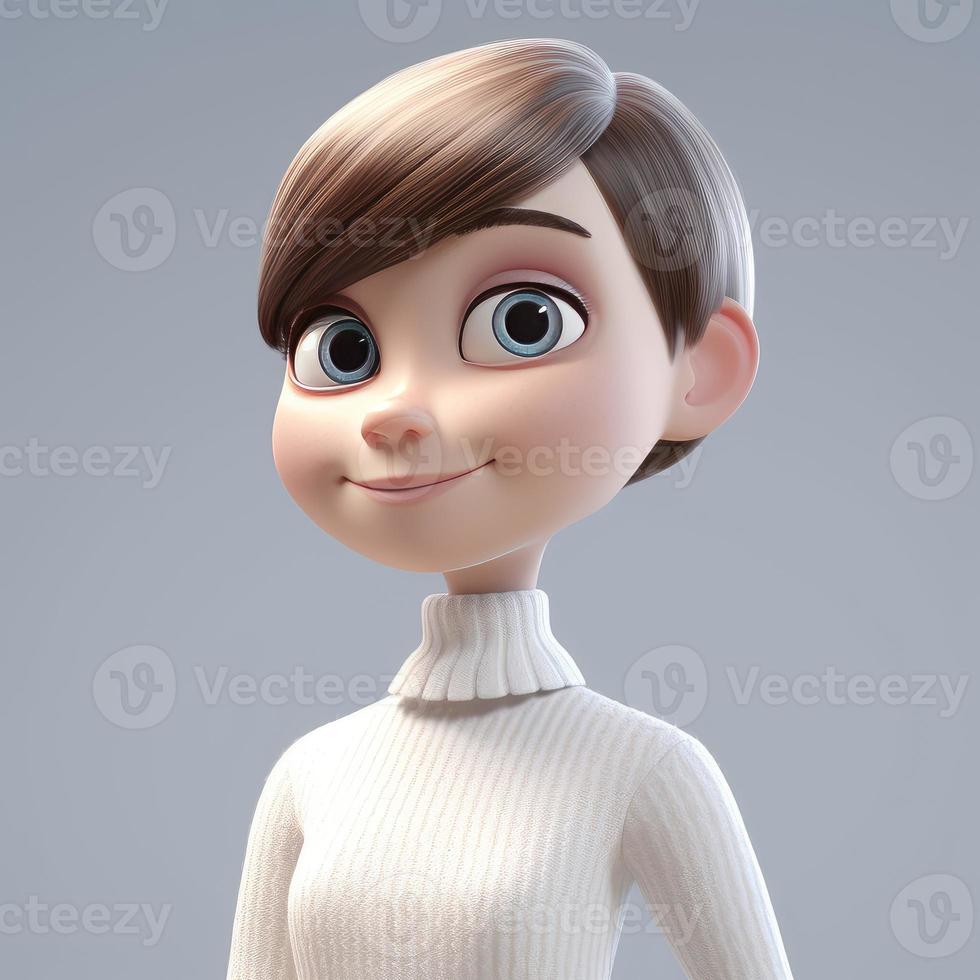 Cartoon 3d girl. Generate Ai photo