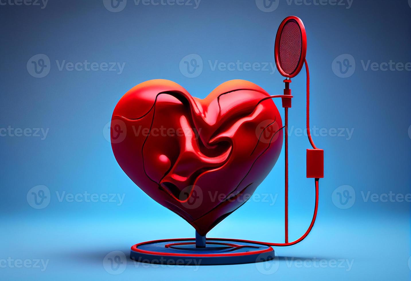 Red statoscope with red heart for World Health Day. Generate Ai. photo