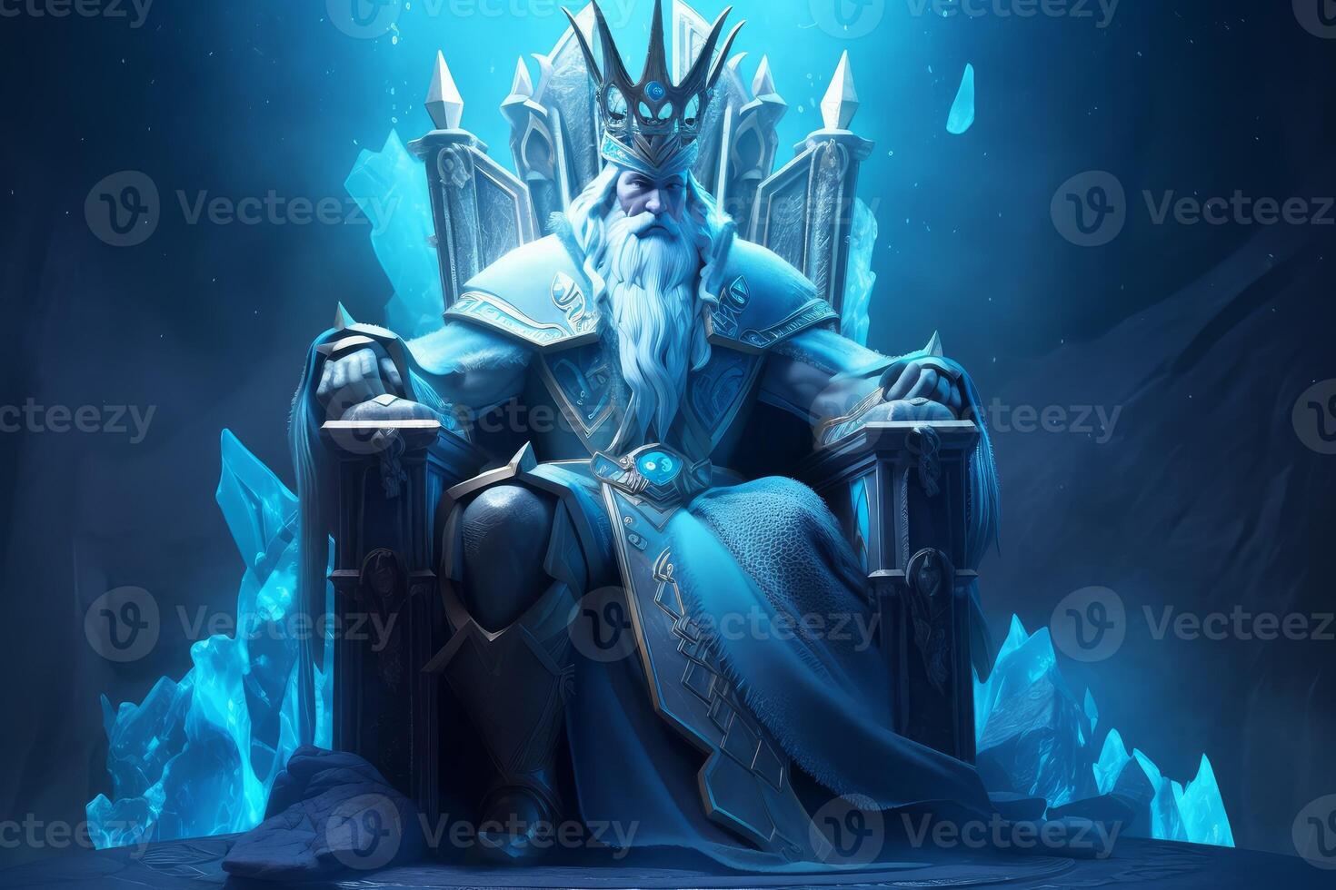 Ice king on throne. Generate Ai 22646327 Stock Photo at Vecteezy
