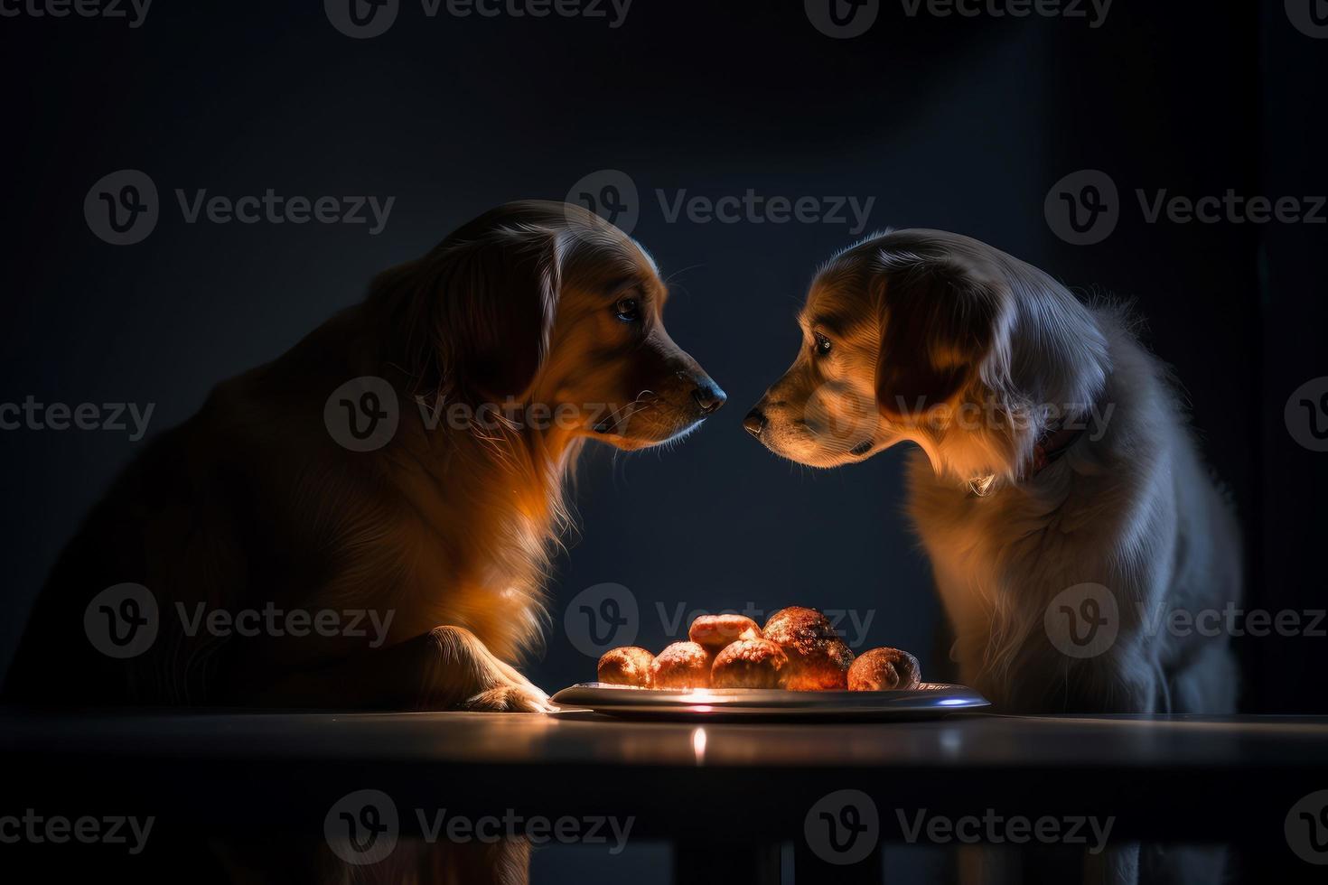 perros amor comiendo. generar ai foto