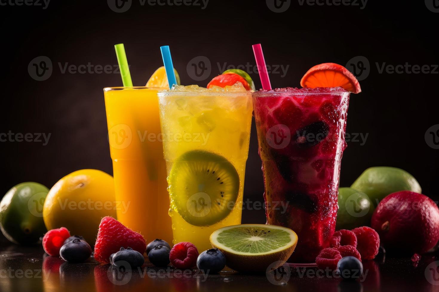 Fruit juice at summer bar. Generate Ai photo