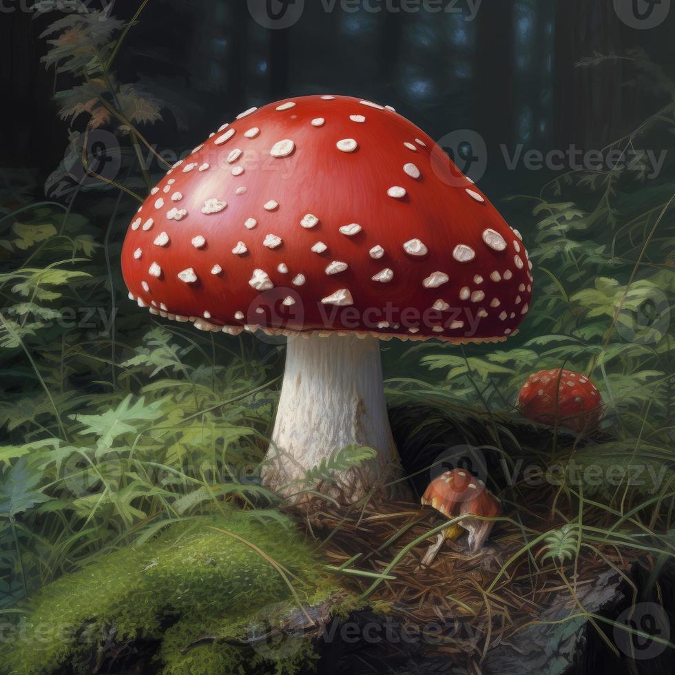 Red toadstool. Generate Ai photo