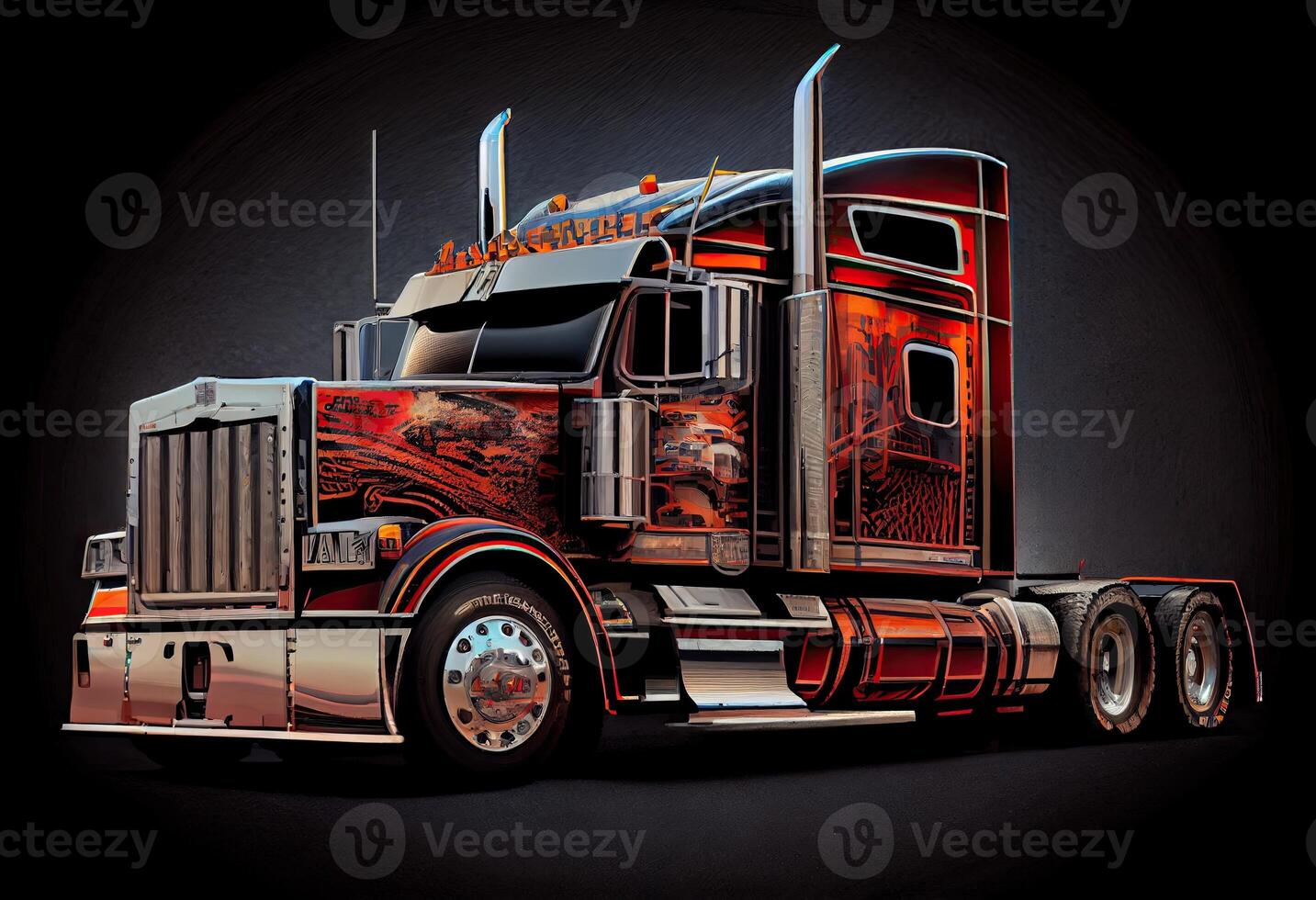 Semi Truck. Trucking and Shipping Theme. Generate Ai. photo