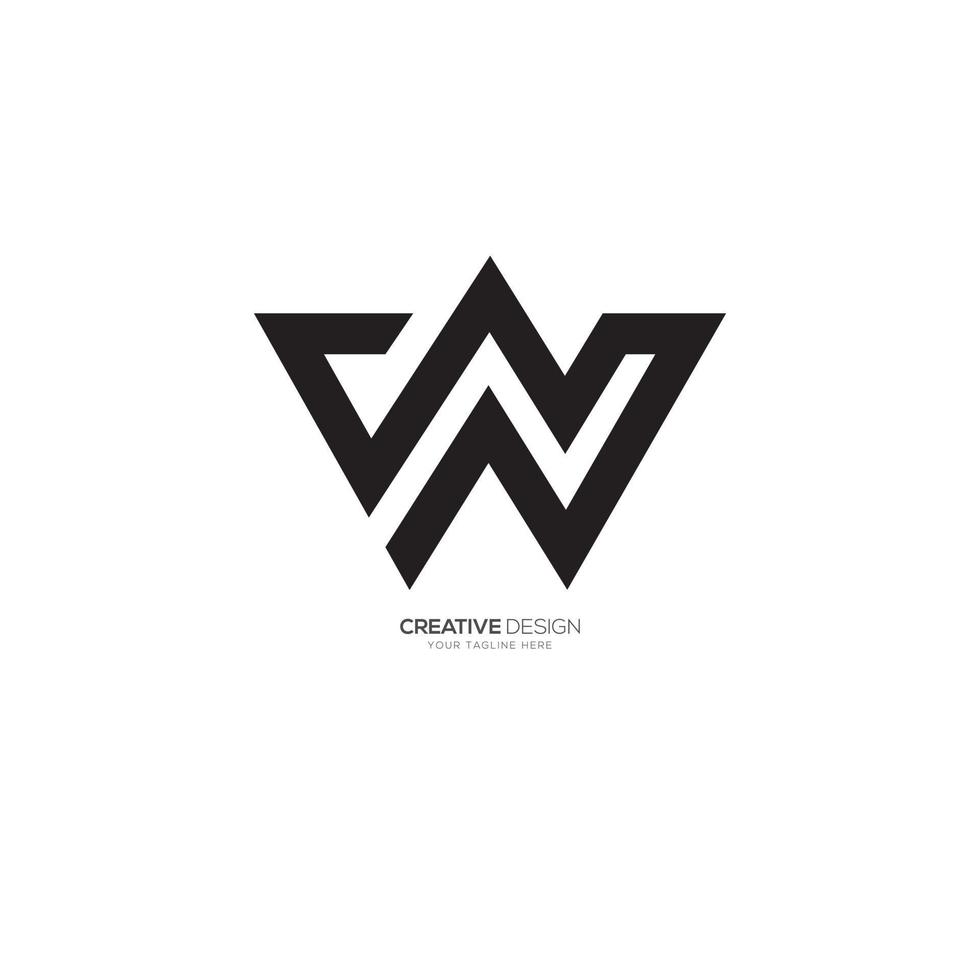 Letter W line art minimal modern unique logo vector