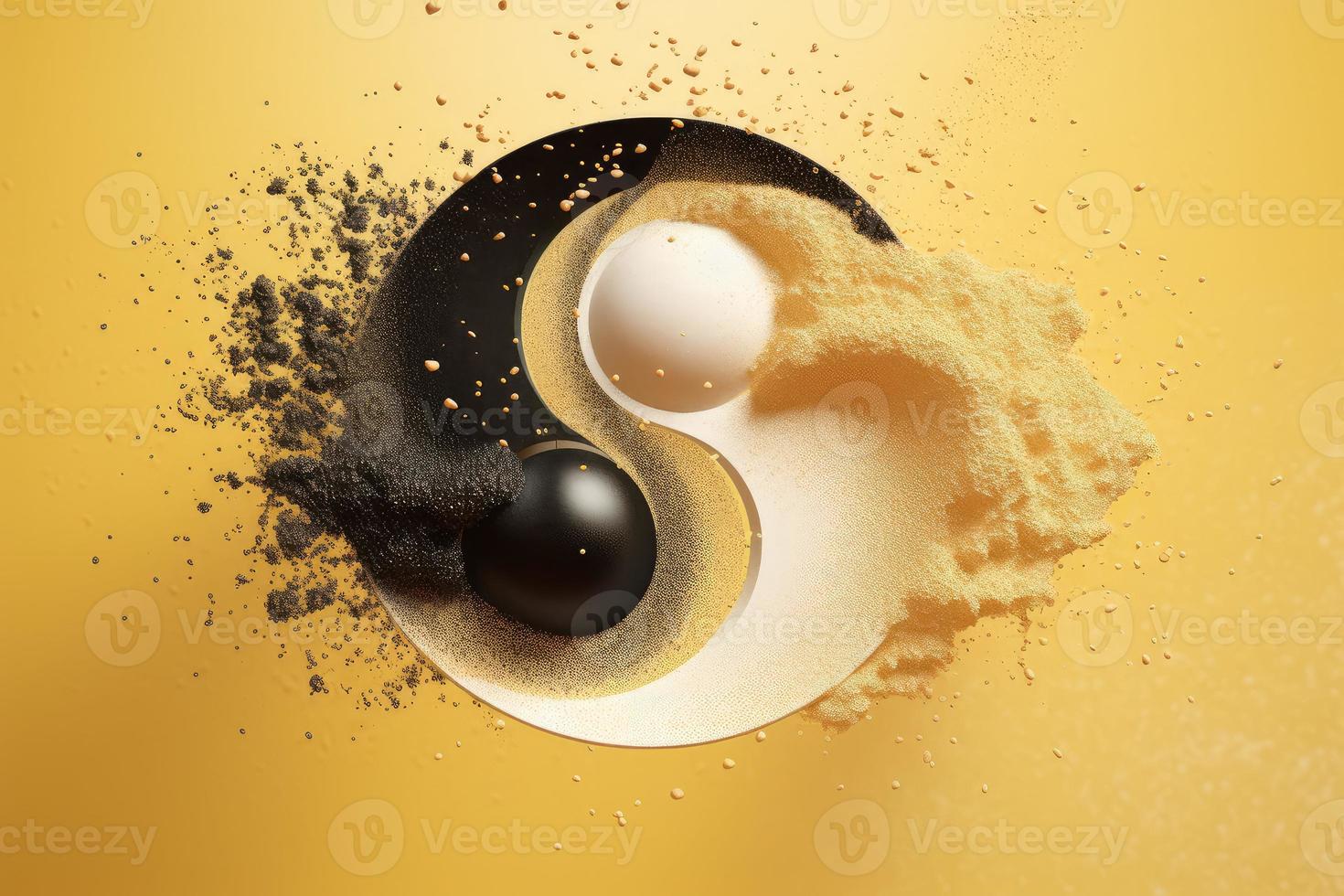 Golden black ying yang. Generate Ai photo