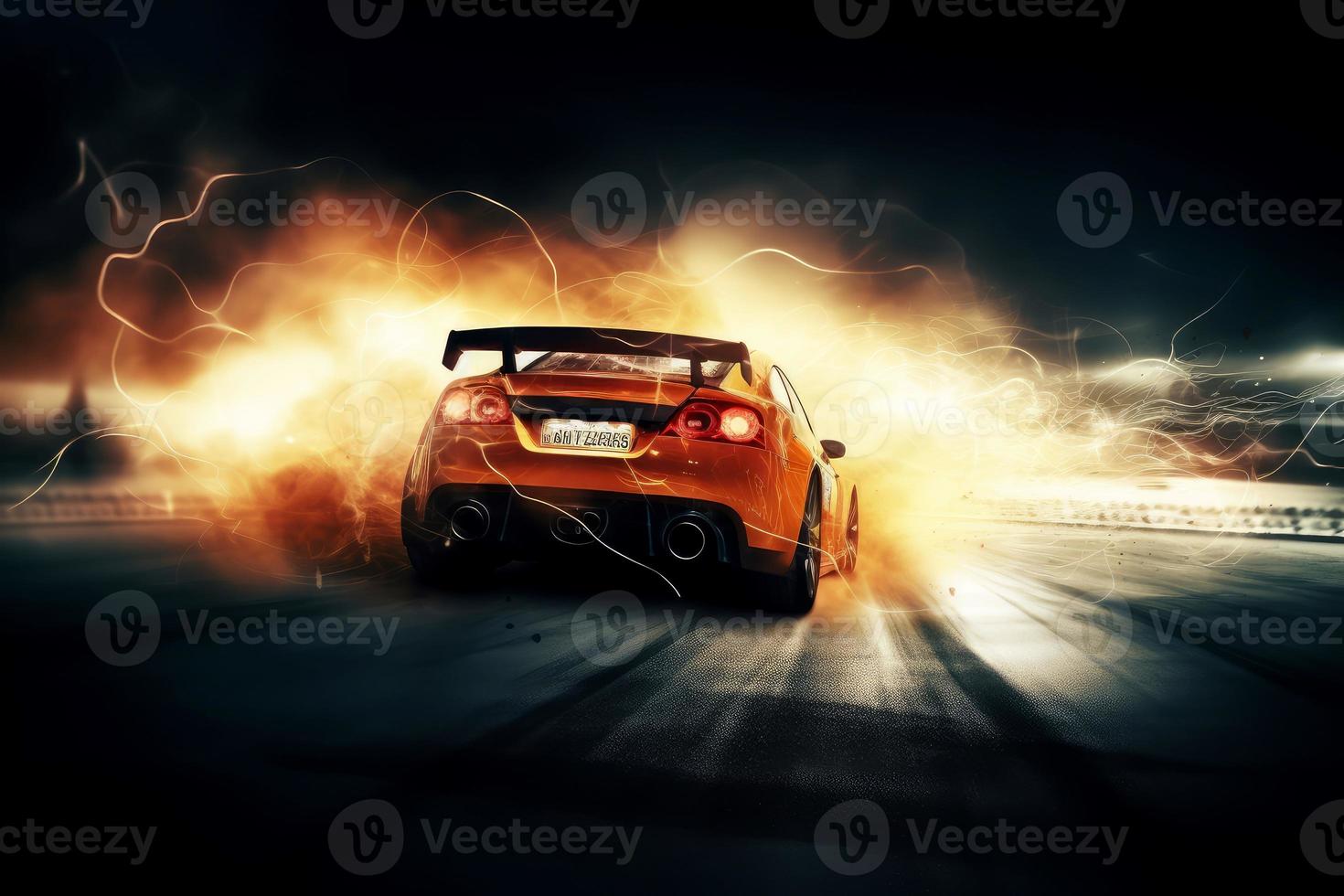 Car racing fire. Generate Ai photo