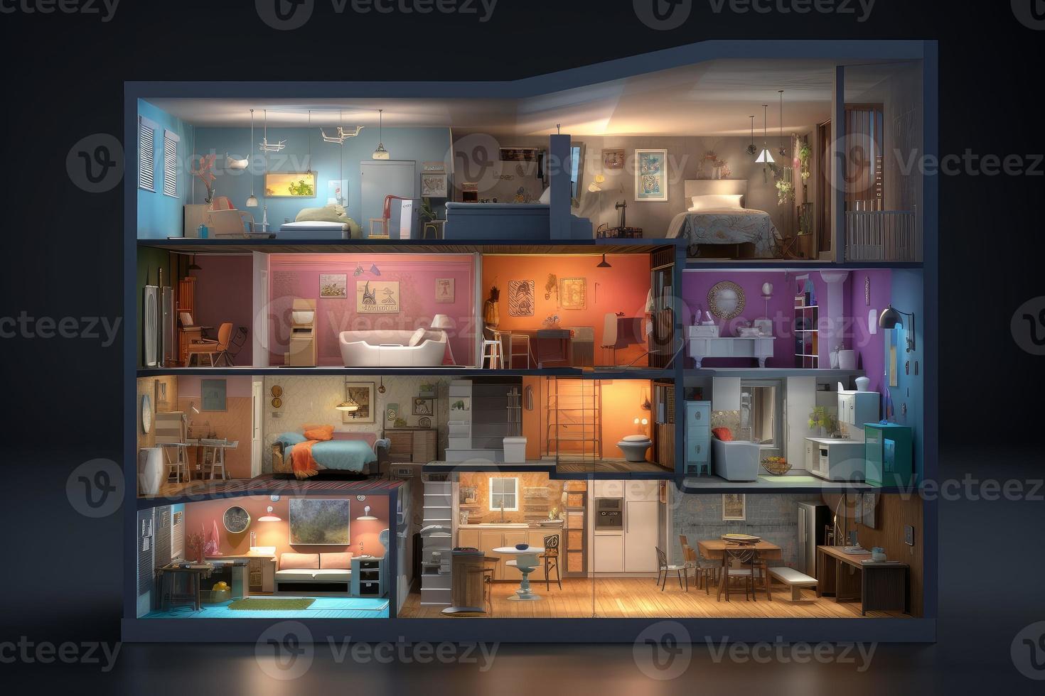 House interior room light. Generate Ai photo