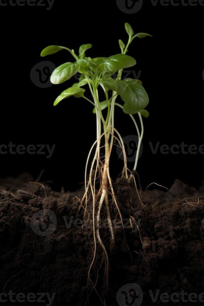 Showing roots plant. Generate Ai photo