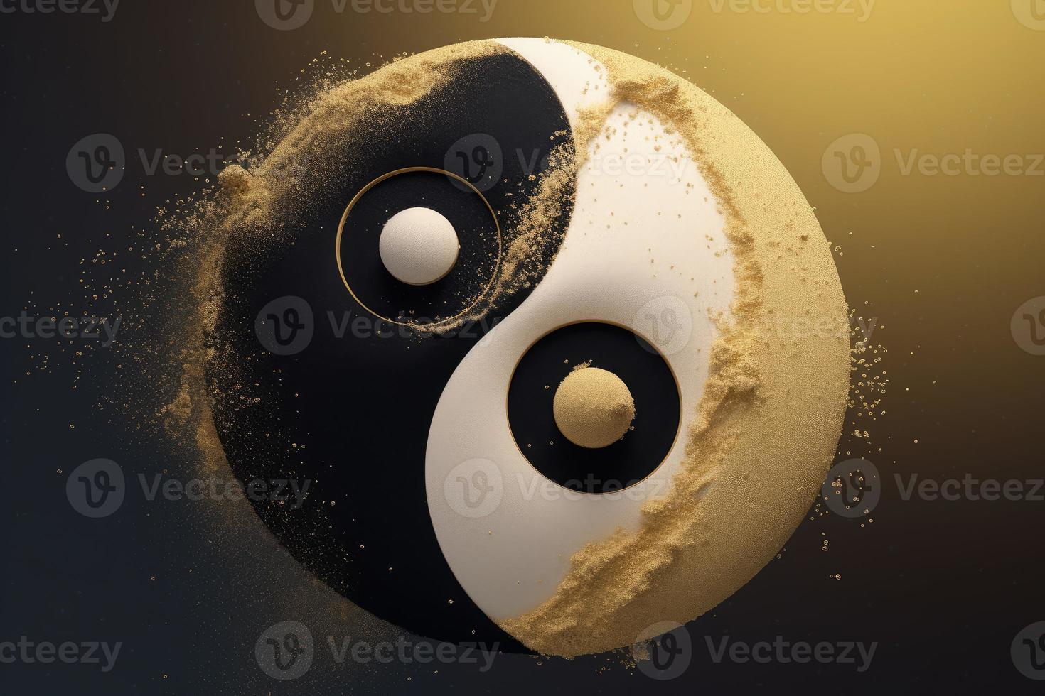 Golden and black yin yang. Generate Ai photo