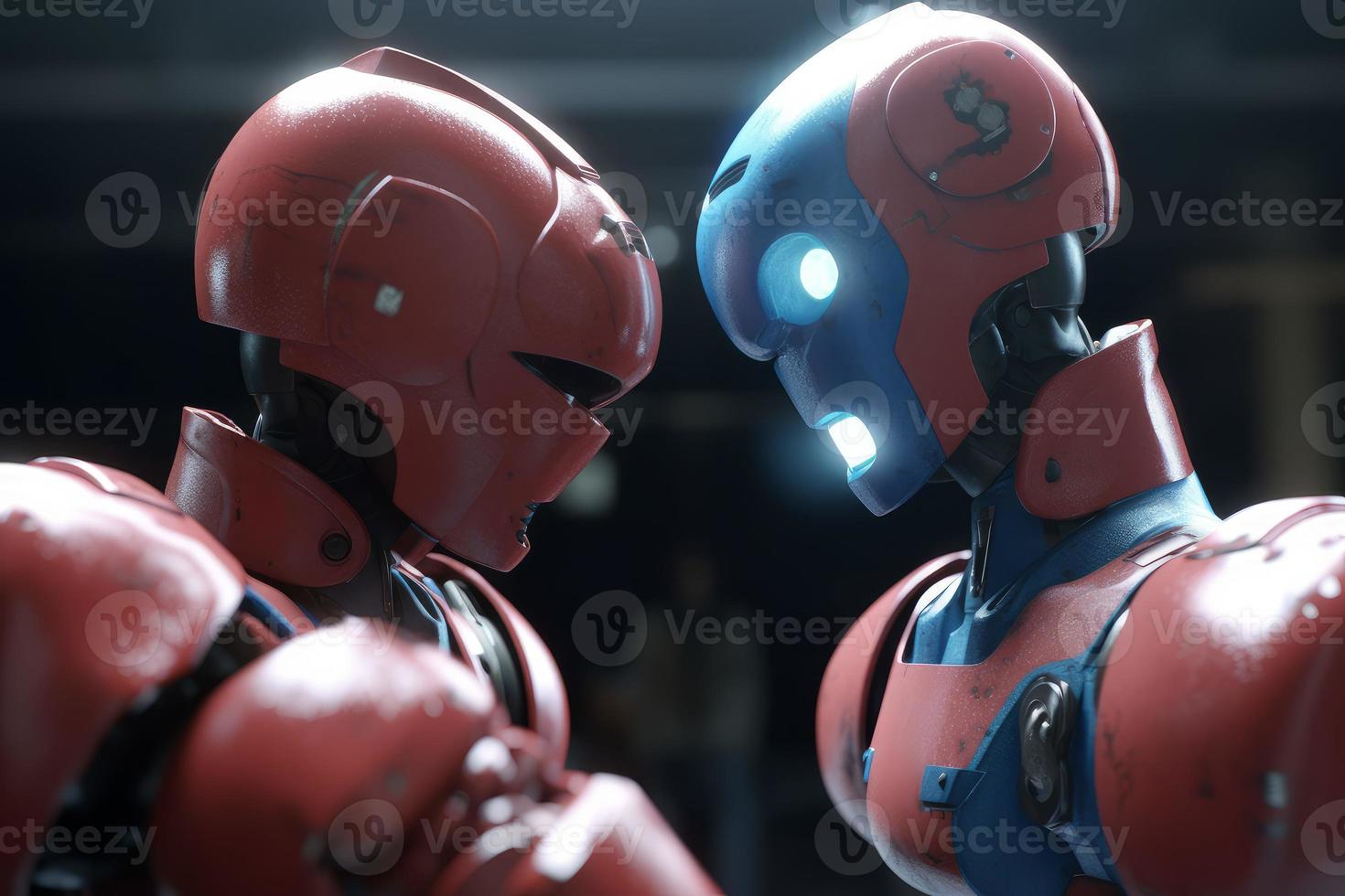 Chipped boxing energy robots. Generate Ai photo