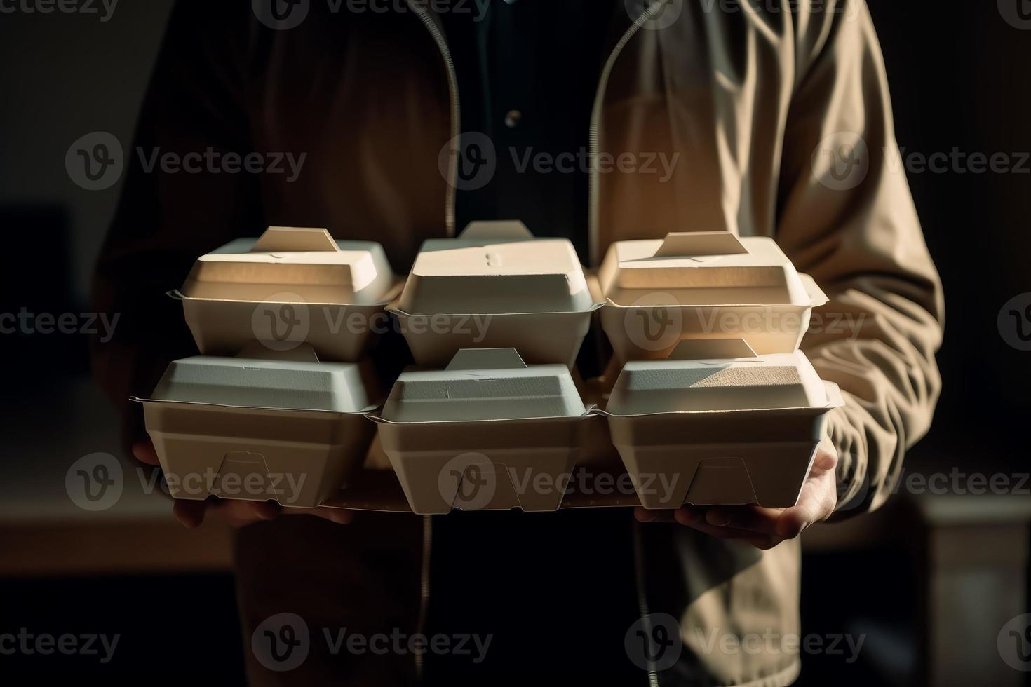 Delivery paper container. Generate Ai photo