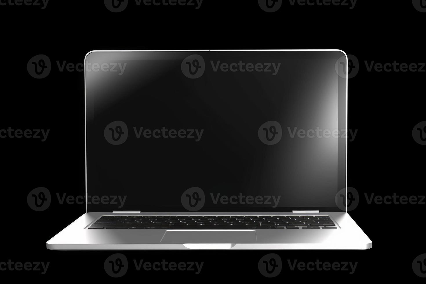 Realistic laptop on black background. Generate Ai photo