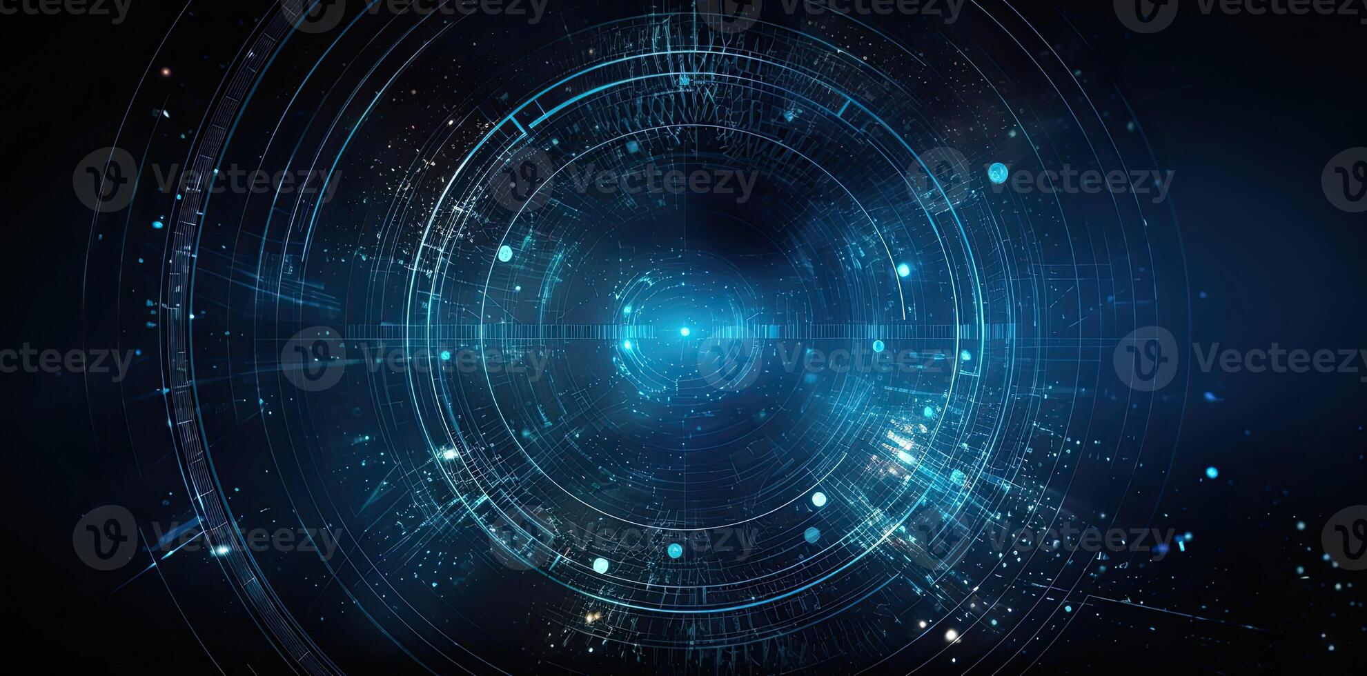 modern technology circle background or abstract image, in the style of rtx on, blueprint, circuitry, lens flare, light navy and sky-blue, Illustration photo