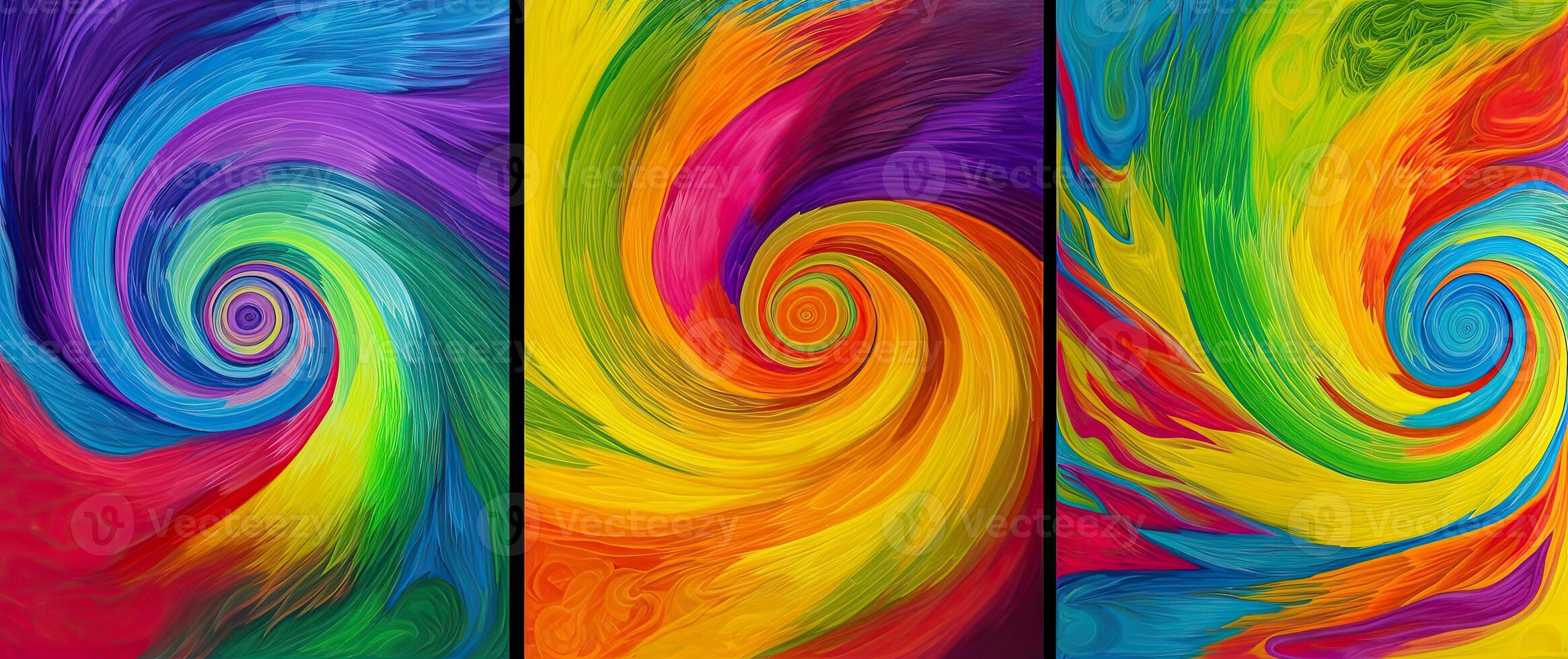 illustration of a rainbow colored tryptych photo