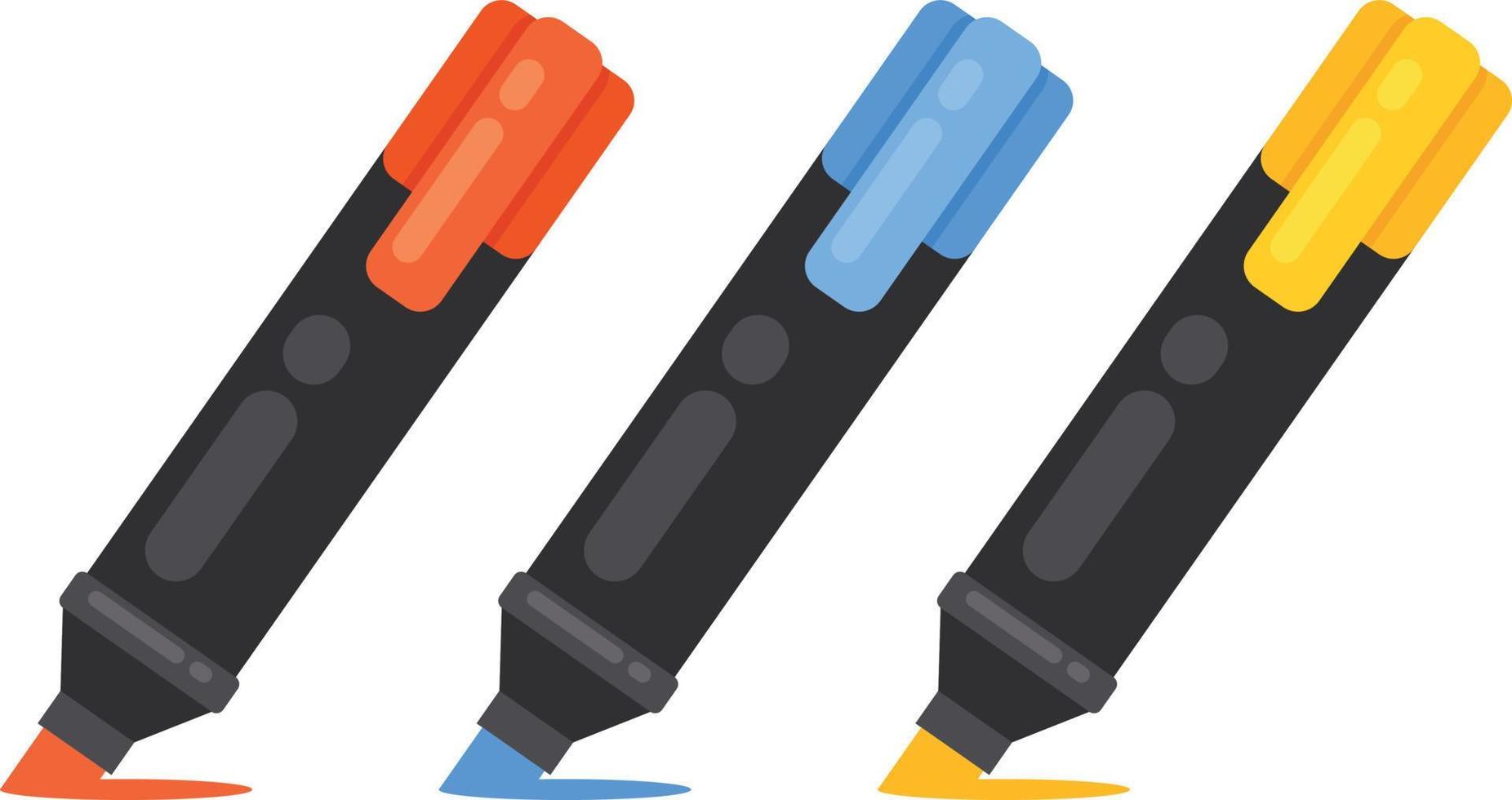 Vector Image Of Marker Pens In Blue, Red And Yellow Color