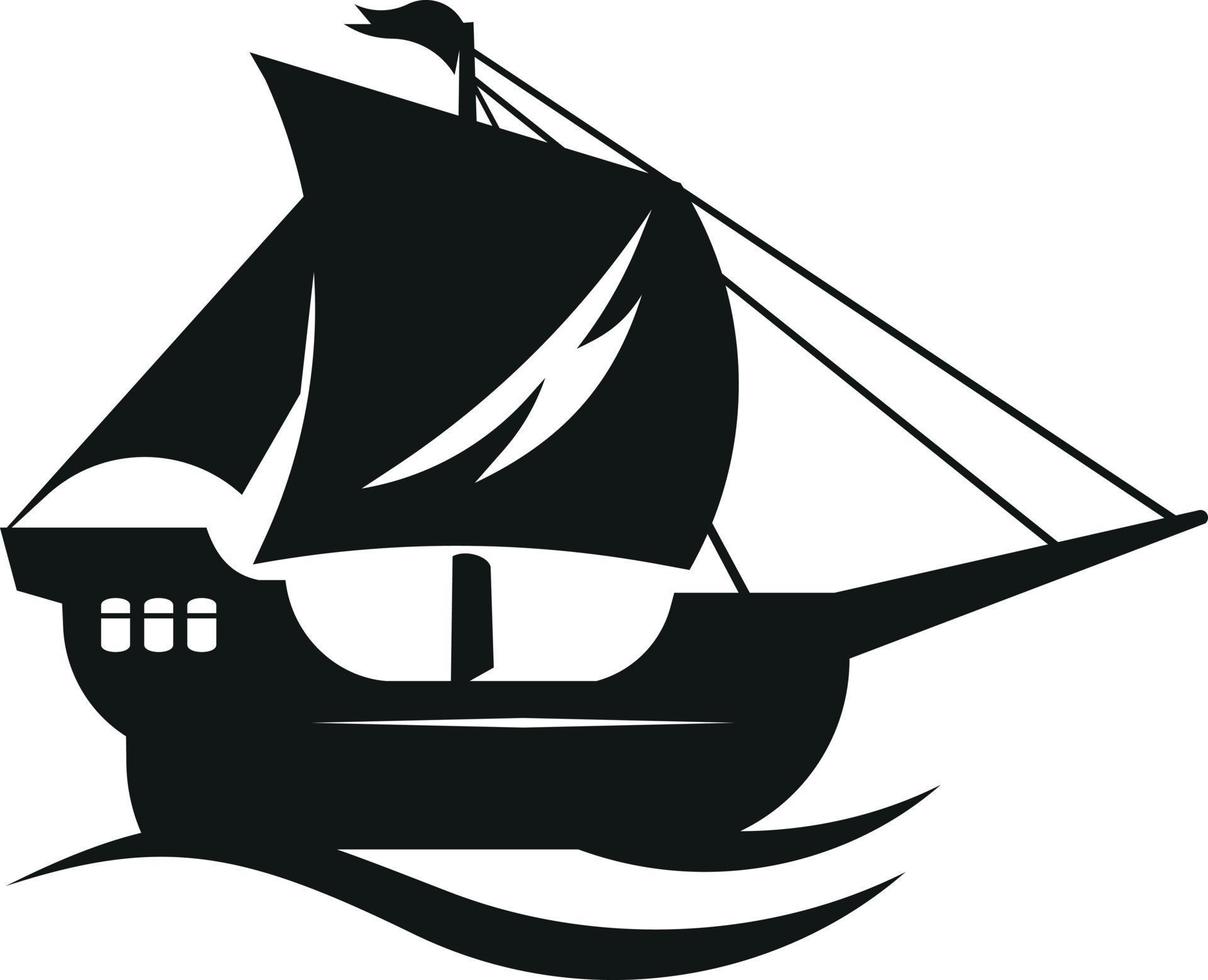 Vector Graphics Of A Sailing Ship, Stencil Clip Art