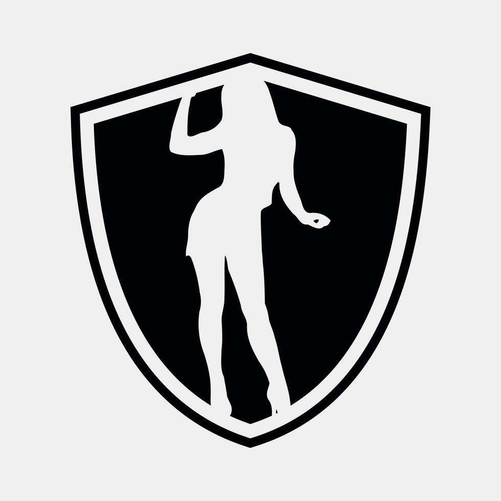 Silhouette Of A Girl Inside A Shield vector