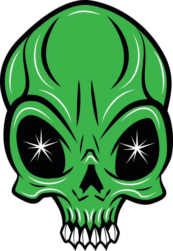 Vector Image Of A Green Alien Skull